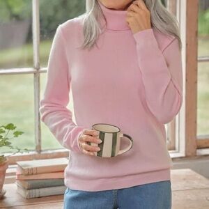 McDuff Finest Cashmere Yarns Pink Turtle Neck Sweater Size XL